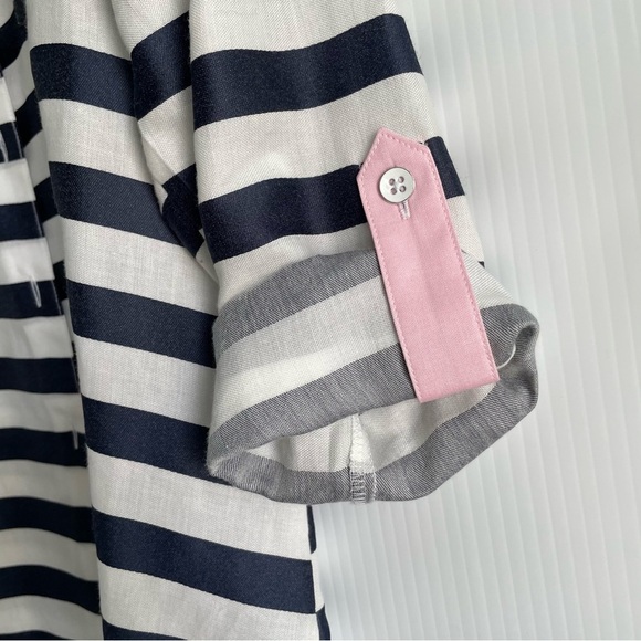 Foxcroft Navy and White Striped Blouse - Picture 3 of 8